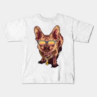 Cute Bull Dog Bling Sticker Animal Puppy Design Kids T-Shirt